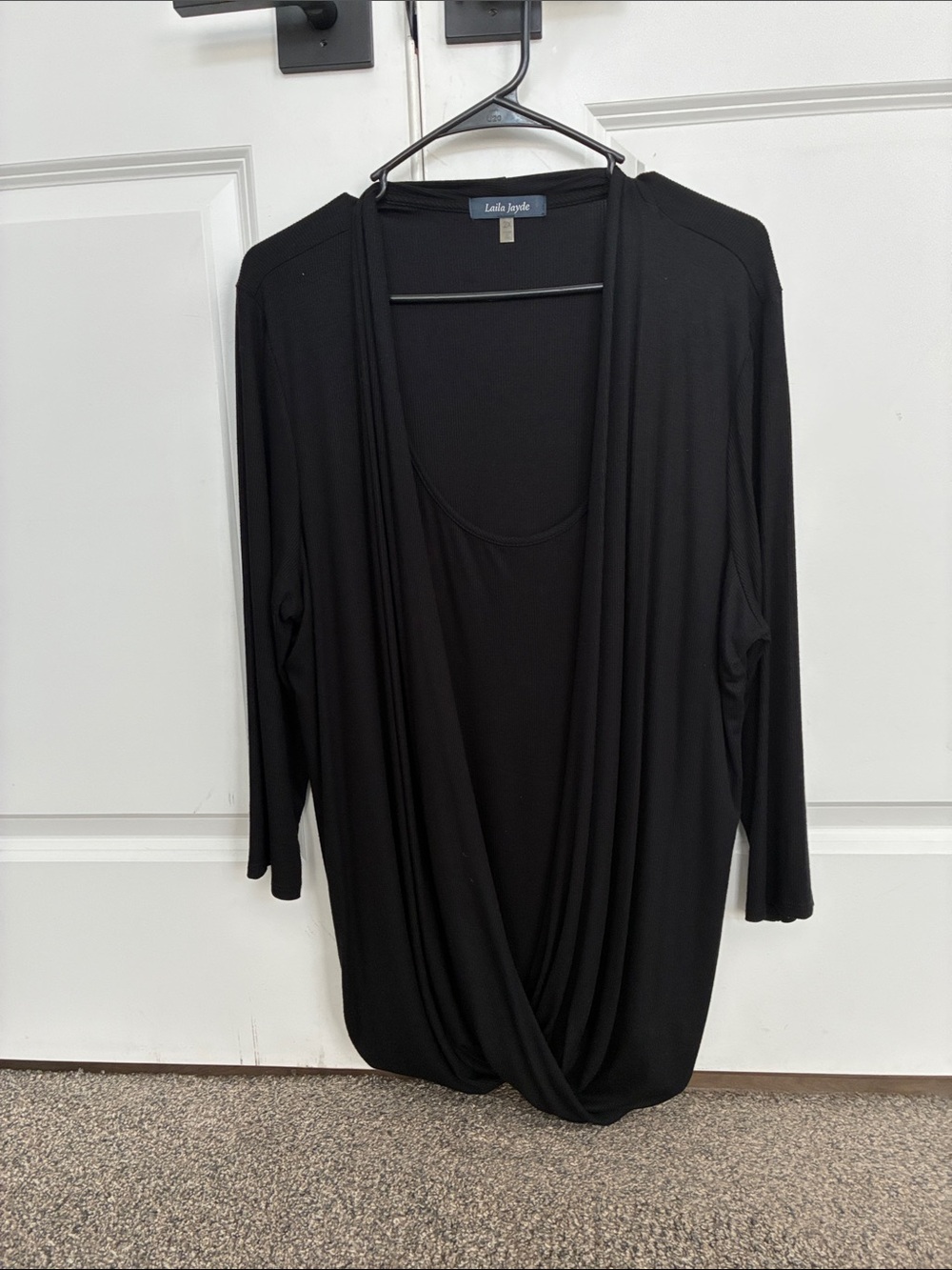 Dress Barn Black Draped Open-Front Tunic Cardigan
